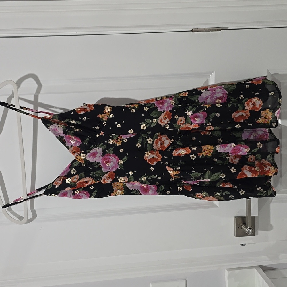 Storia Black Dress with Floral Accents